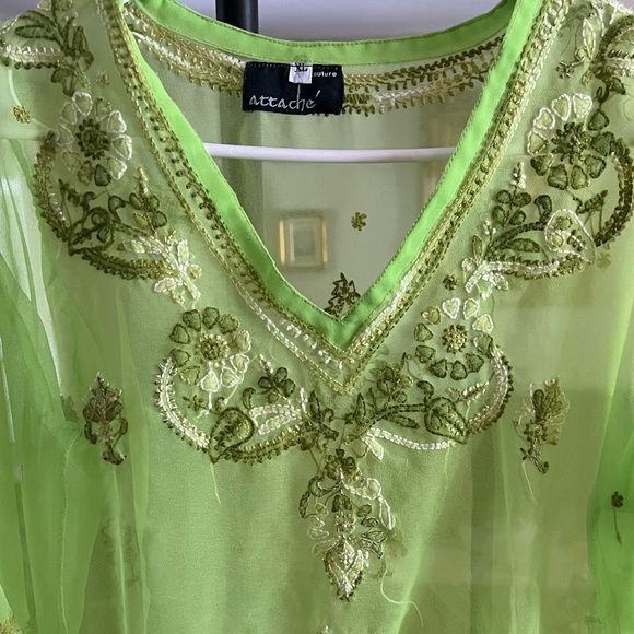 Lime Sheer Embroidered Blouse - Picture 3 of 3